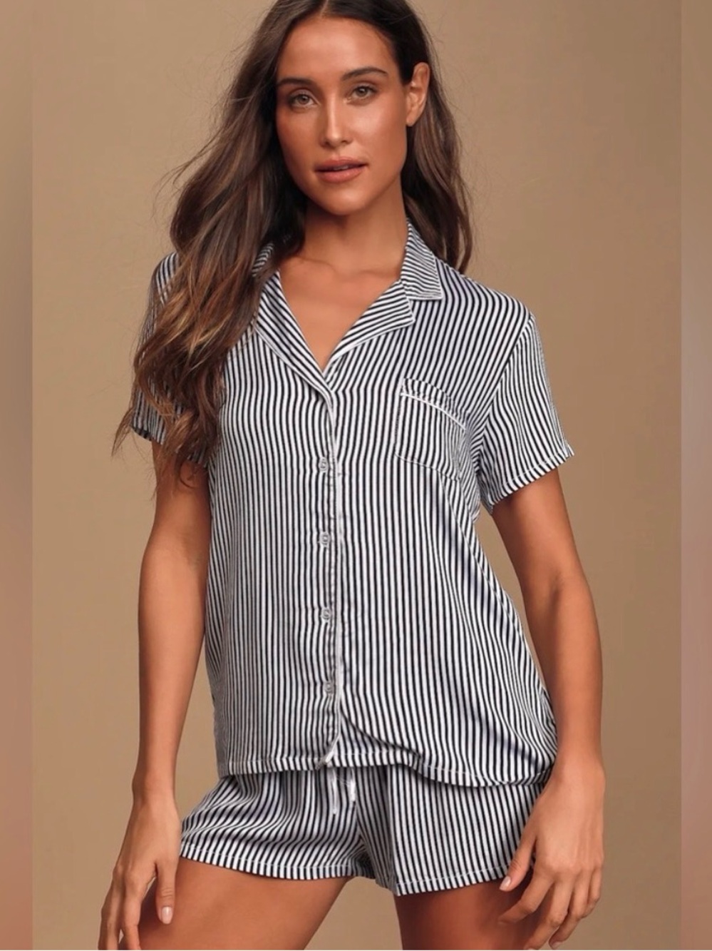 SPLENDID Striped Short Sleeve Pajama Set Small Like New